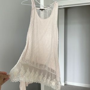 Sleeveless tunic cream color w touch of sequin sparkle